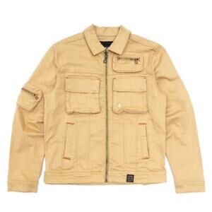 Makobi Men's Aries Cargo Full-Zip‎ Denim Jacket M1030 Outdoor Khaki Size Small